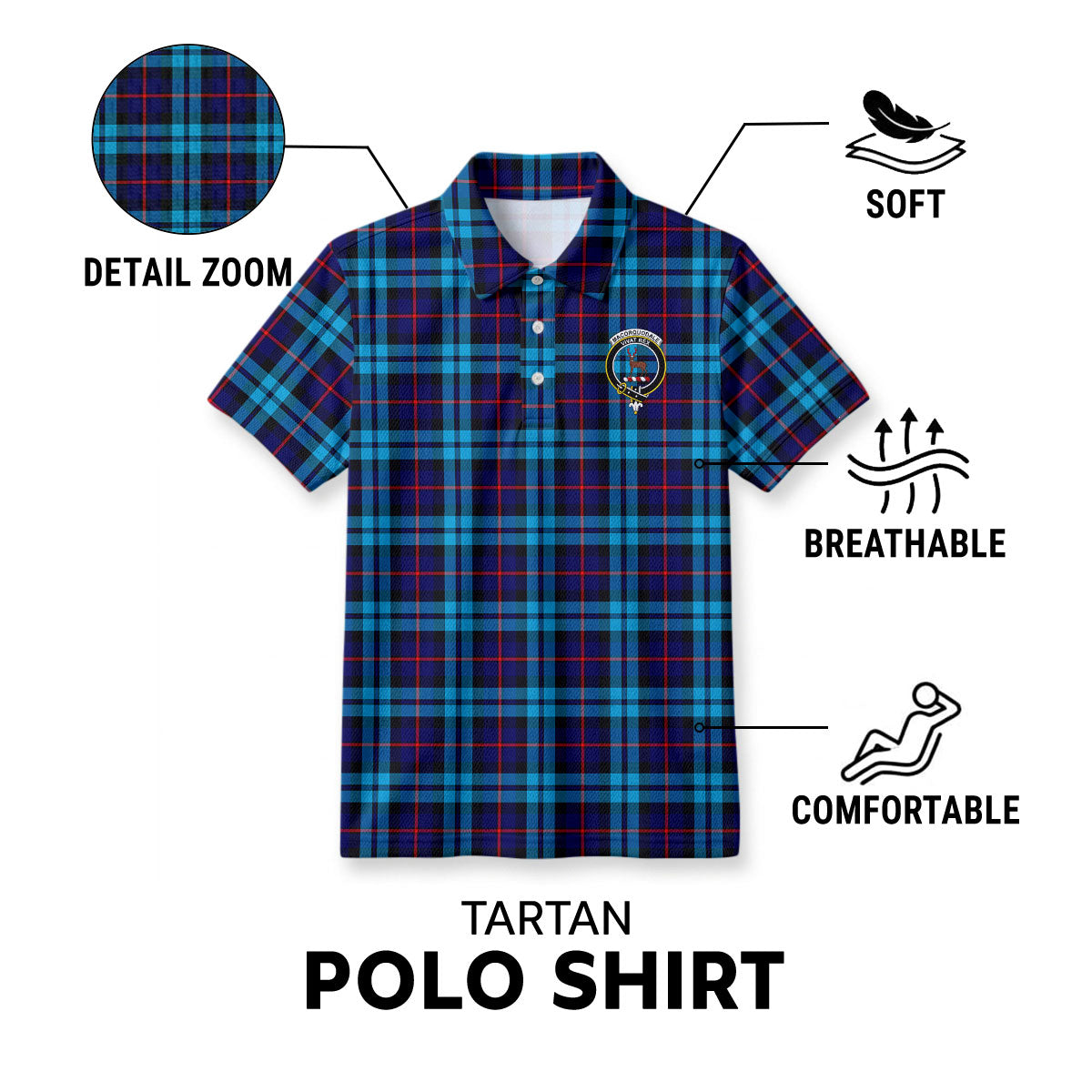 MacCorquodale Tartan Crest Birdseye Mesh Polo Shirt