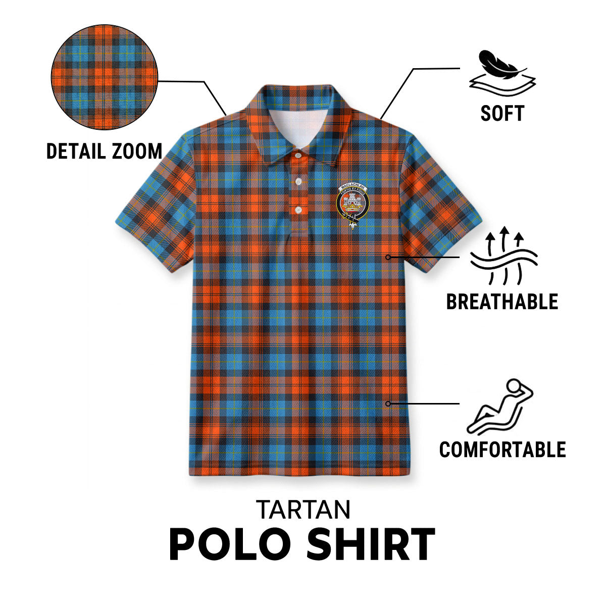 MacLachlan Ancient Tartan Crest Birdseye Mesh Polo Shirt