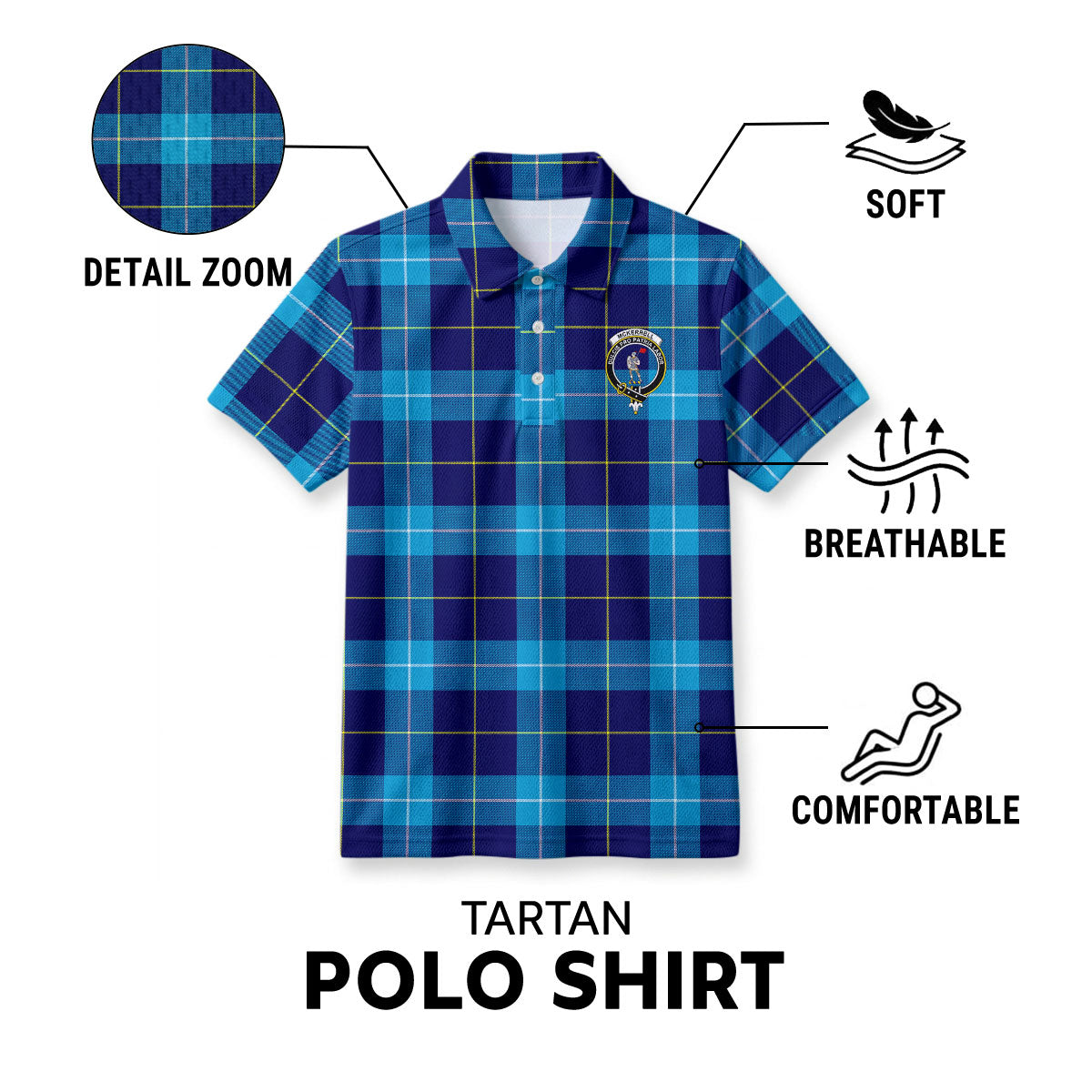 McKerrell Tartan Crest Birdseye Mesh Polo Shirt