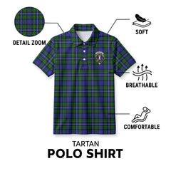 Robertson Hunting Modern Tartan Crest Birdseye Mesh Polo Shirt