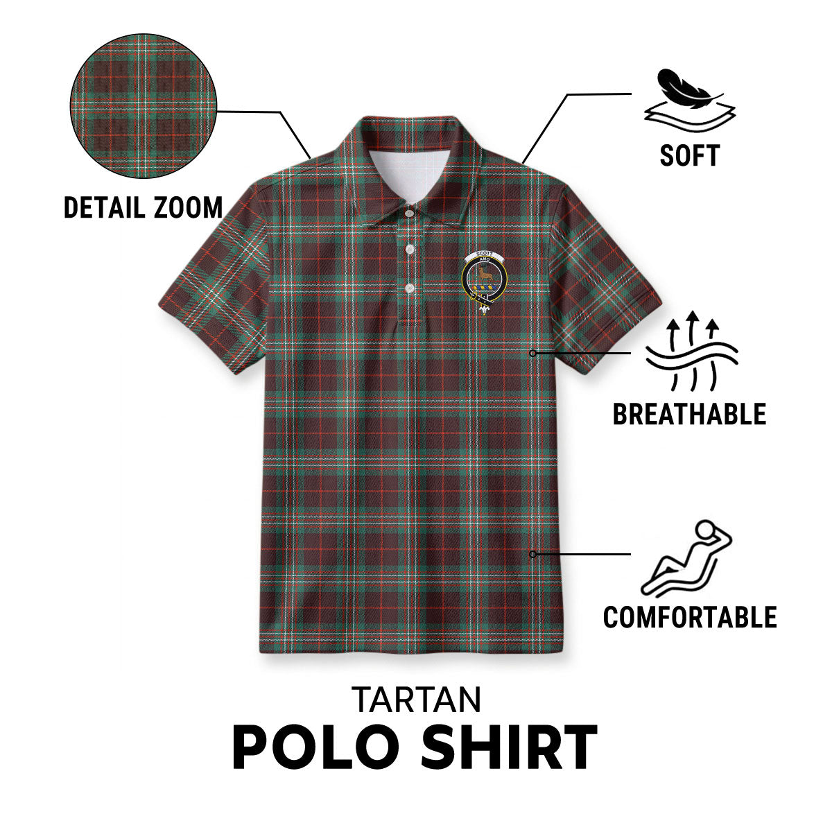 Scott Brown Ancient Tartan Crest Birdseye Mesh Polo Shirt