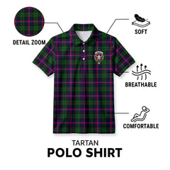 Urquhart Modern Tartan Crest Birdseye Mesh Polo Shirt