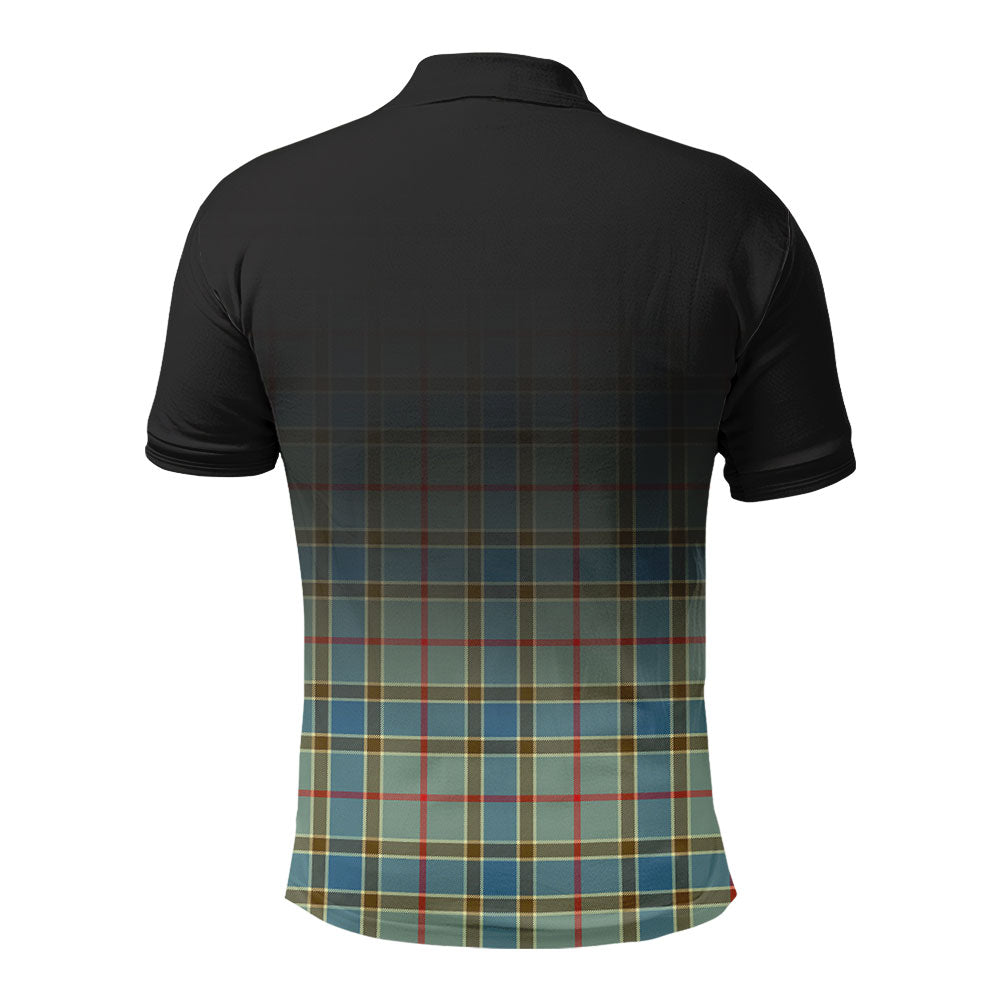 Balfour Blue Tartan Crest Polo Shirt - Thistle Black Style