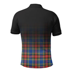 Bethune Modern Tartan Crest Polo Shirt - Thistle Black Style