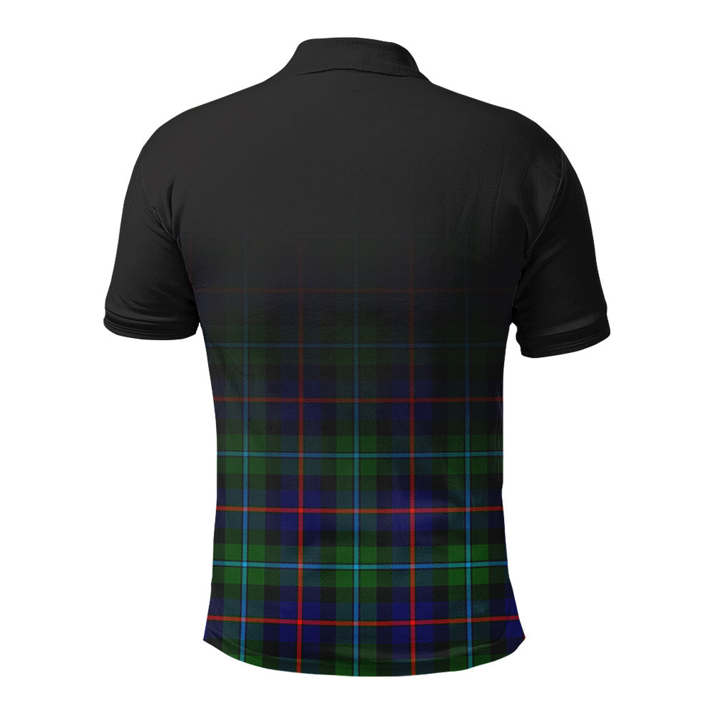 Calder Tartan Crest Polo Shirt - Thistle Black Style