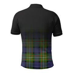 Fergusson Modern Tartan Crest Polo Shirt - Thistle Black Style