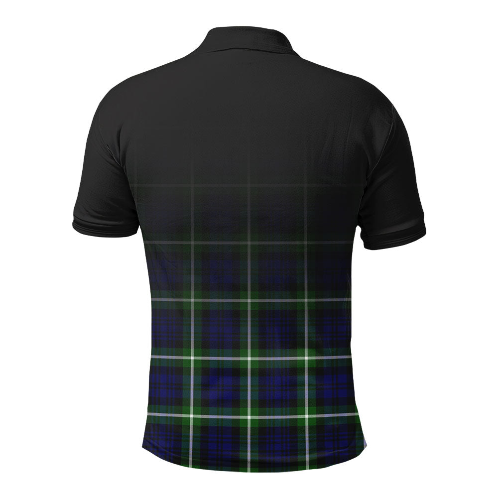 Lamont Modern Tartan Crest Polo Shirt - Thistle Black Style