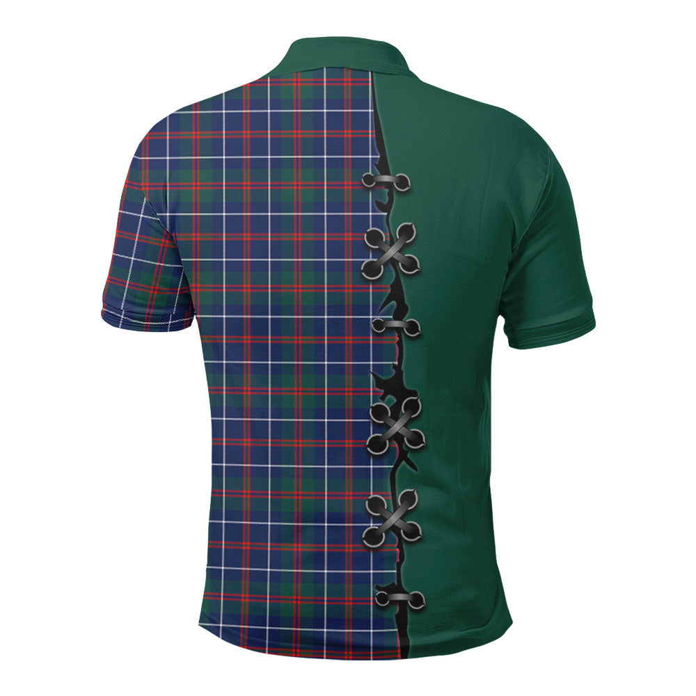 MacHardy Modern Tartan Polo Shirt - Lion Rampant And Celtic Thistle Style