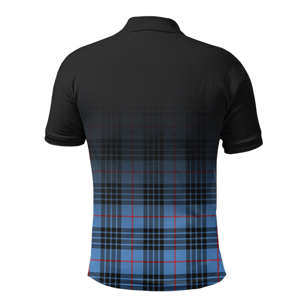 McKay Blue Tartan Crest Polo Shirt - Thistle Black Style