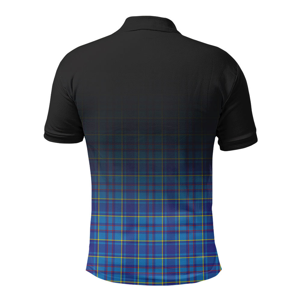 Mercer Modern Tartan Crest Polo Shirt - Thistle Black Style