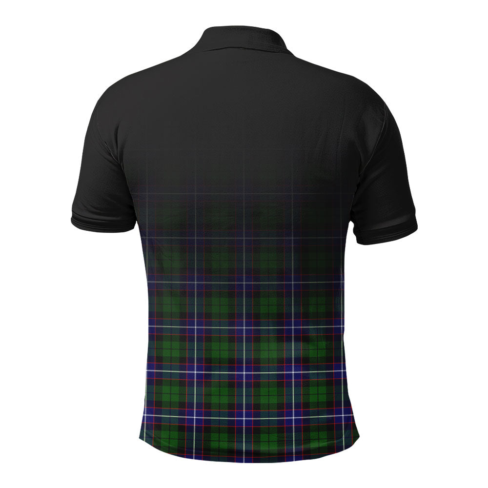 Russell Modern Tartan Crest Polo Shirt - Thistle Black Style