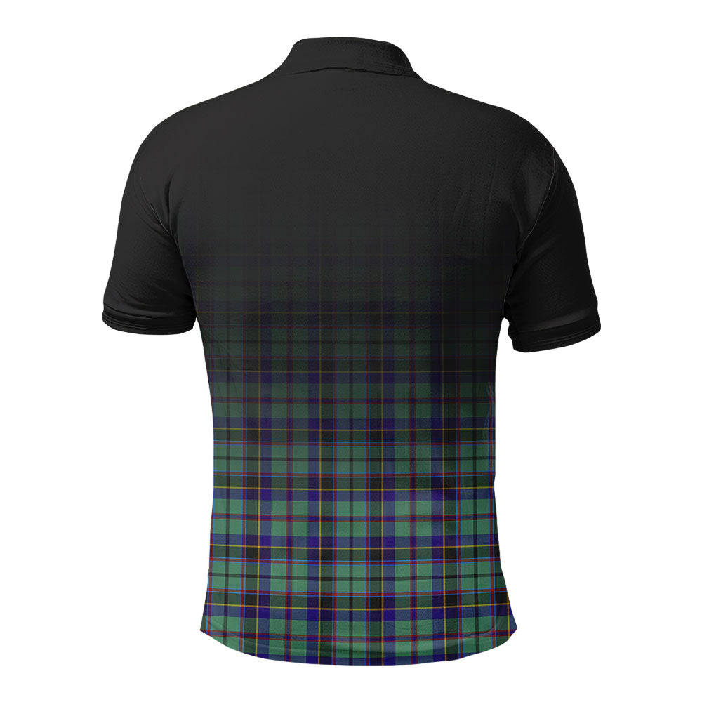 Stevenson Tartan Crest Polo Shirt - Thistle Black Style