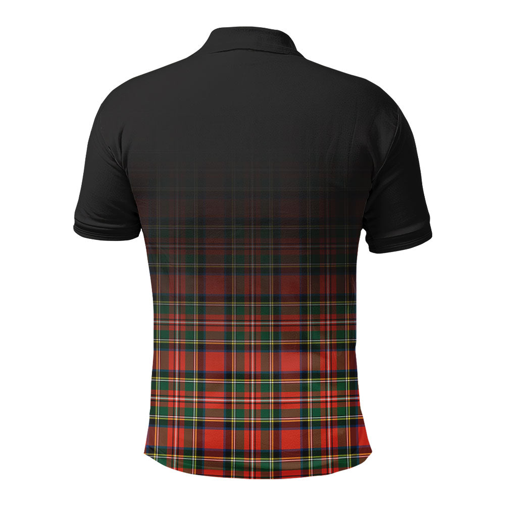 Stewart Royal Modern Tartan Crest Polo Shirt - Thistle Black Style