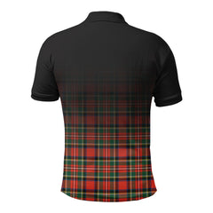 Stewart Royal Modern Tartan Crest Polo Shirt - Thistle Black Style