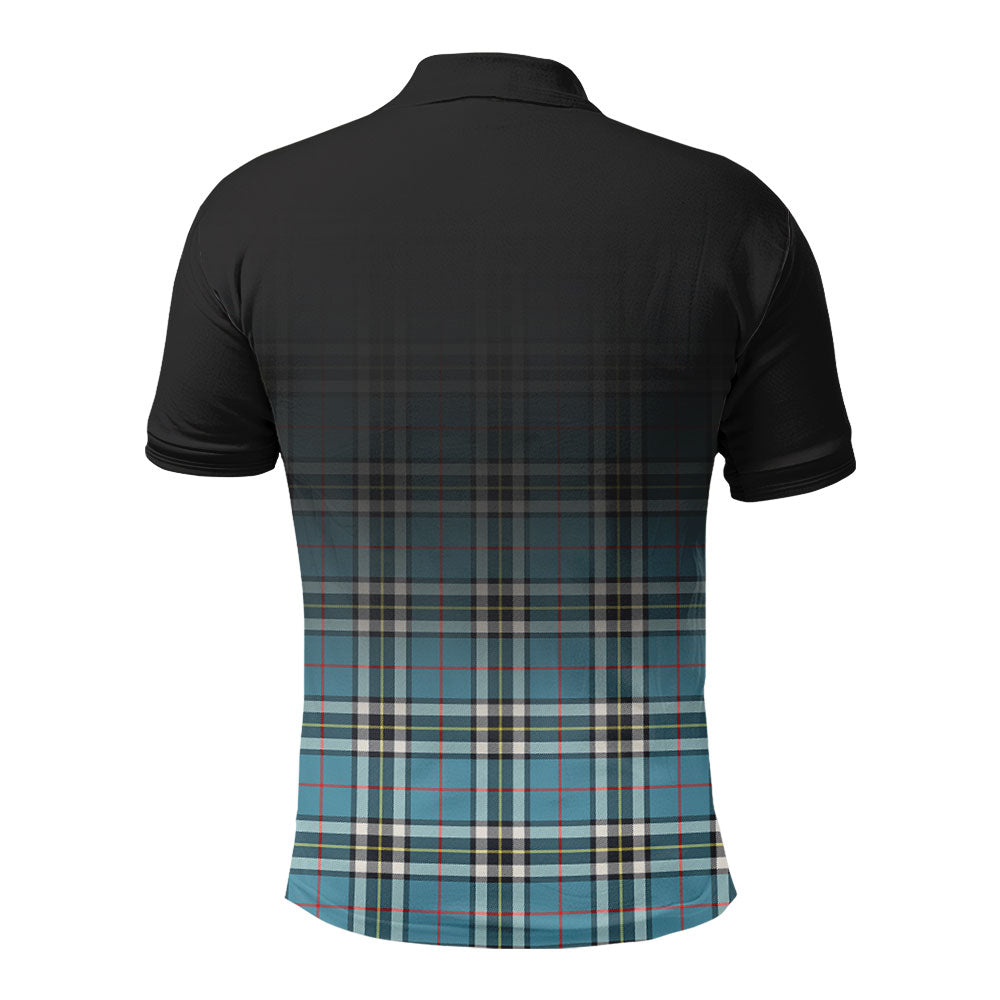 Thomson Blue Tartan Crest Polo Shirt - Thistle Black Style