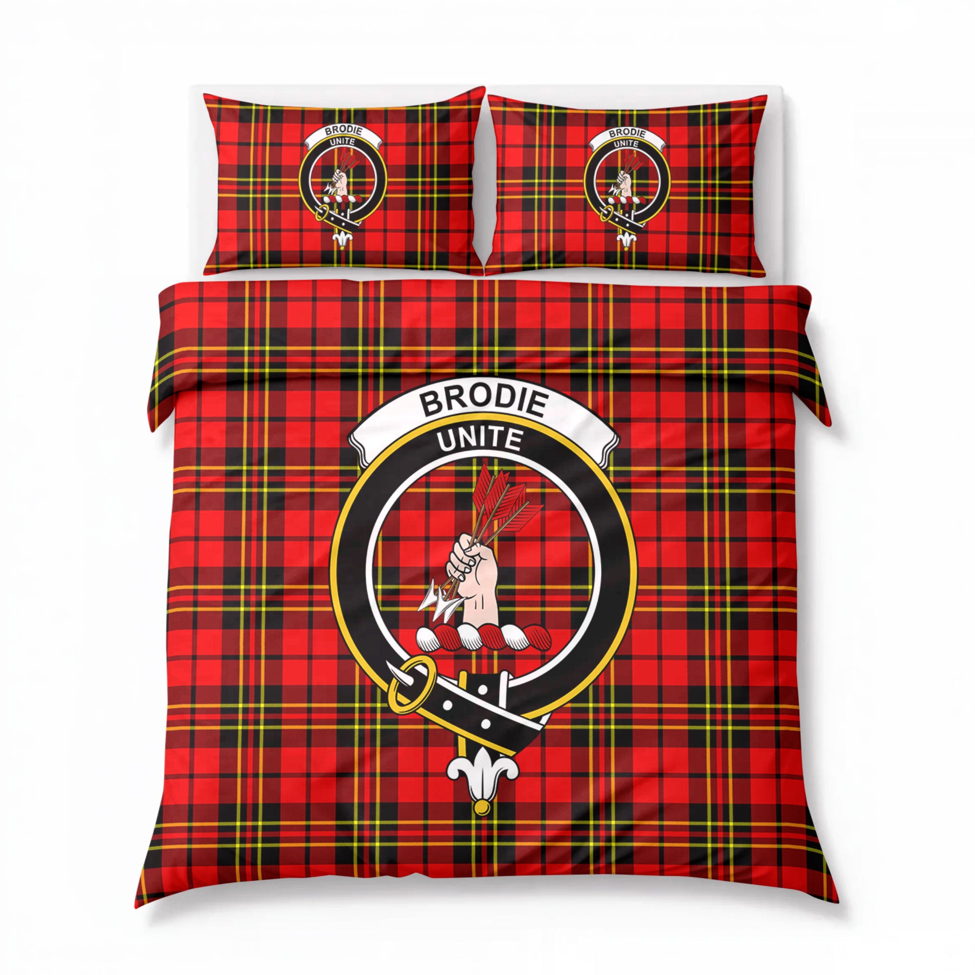 Brodie Modern Tartan Crest Bedding Set