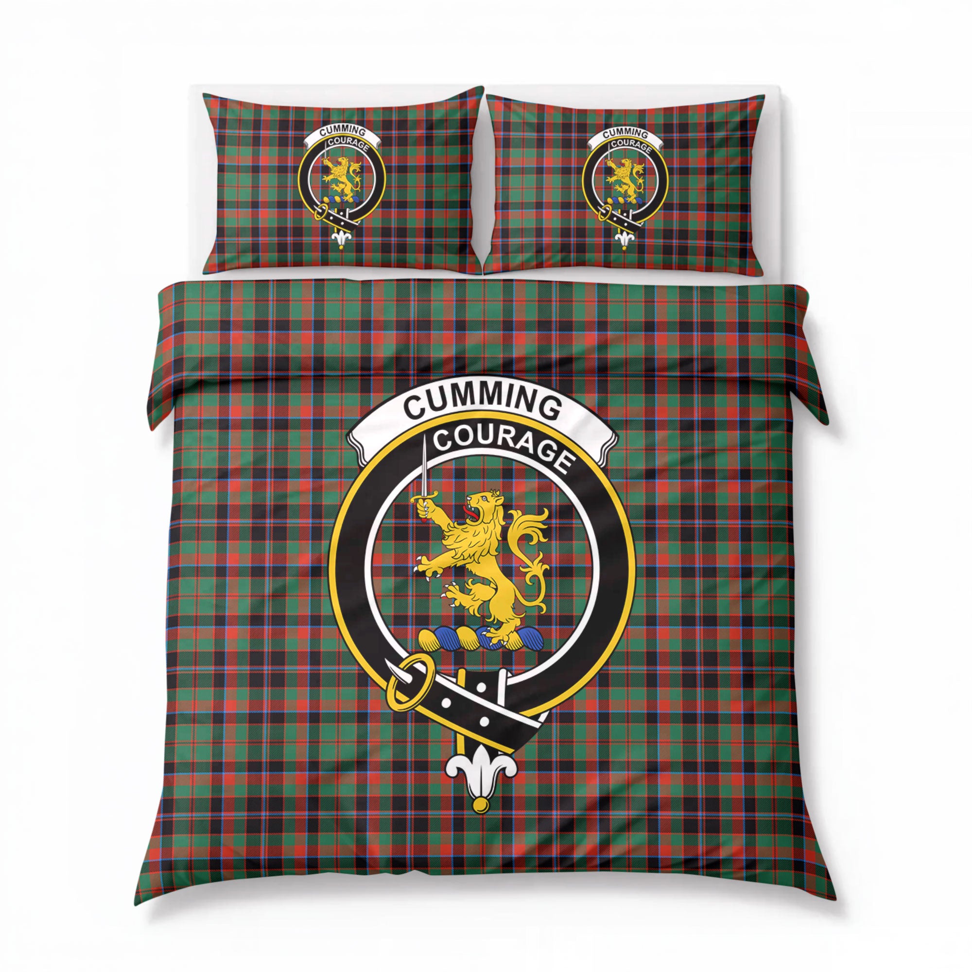 Cumming Hunting Ancient Tartan Crest Bedding Set
