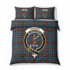 Fraser (of Lovat) Hunting Ancient Tartan Crest Bedding Set