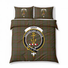 Gray Tartan Crest Bedding Set