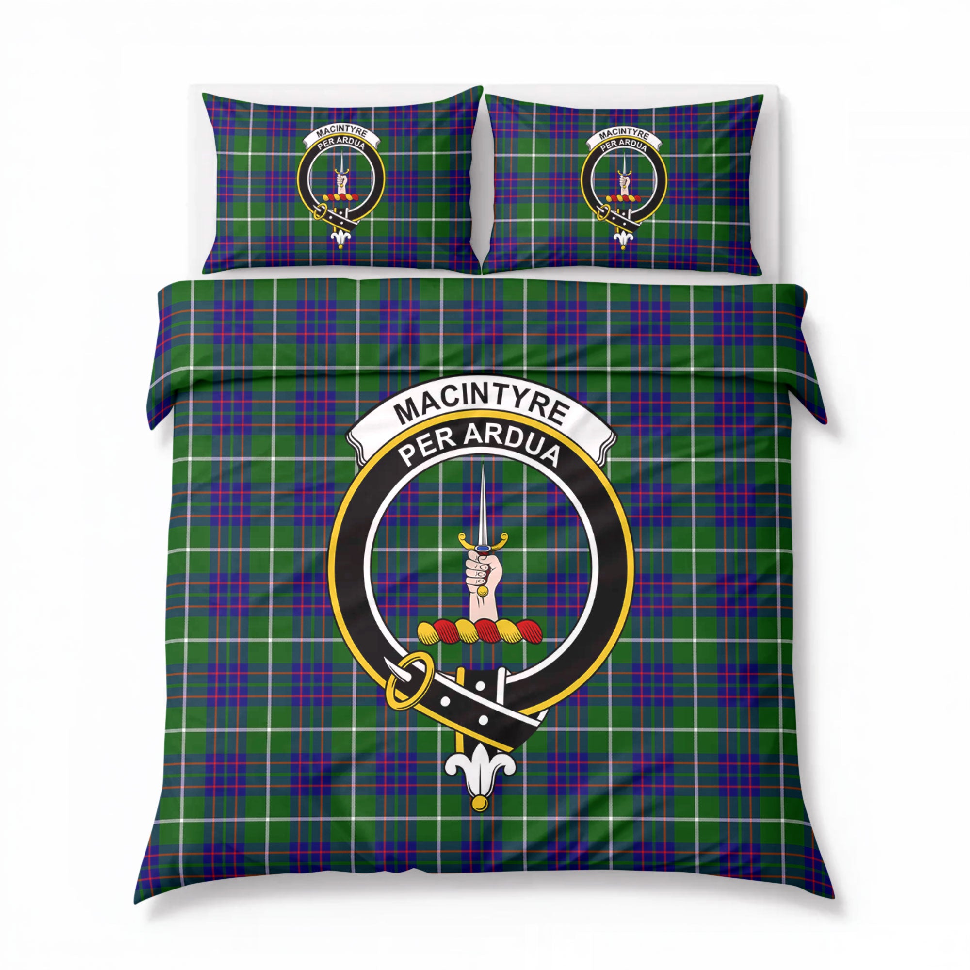 MacIntyre Hunting Modern Tartan Crest Bedding Set