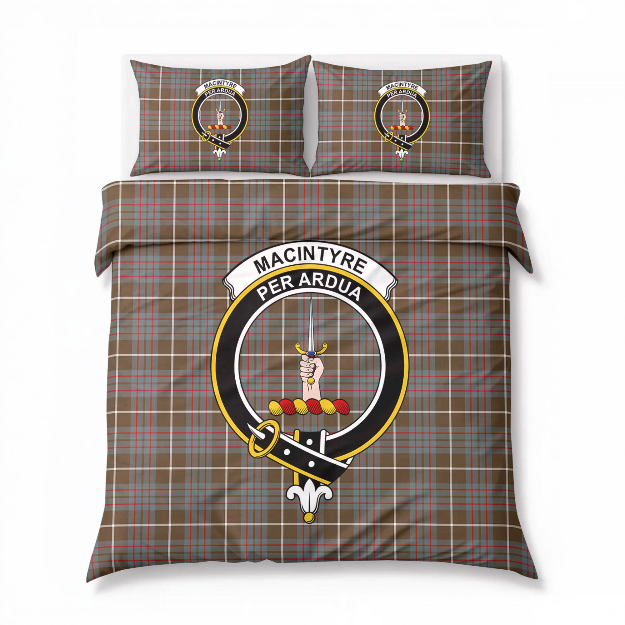 MacIntyre Hunting Weathered Tartan Crest Bedding Set