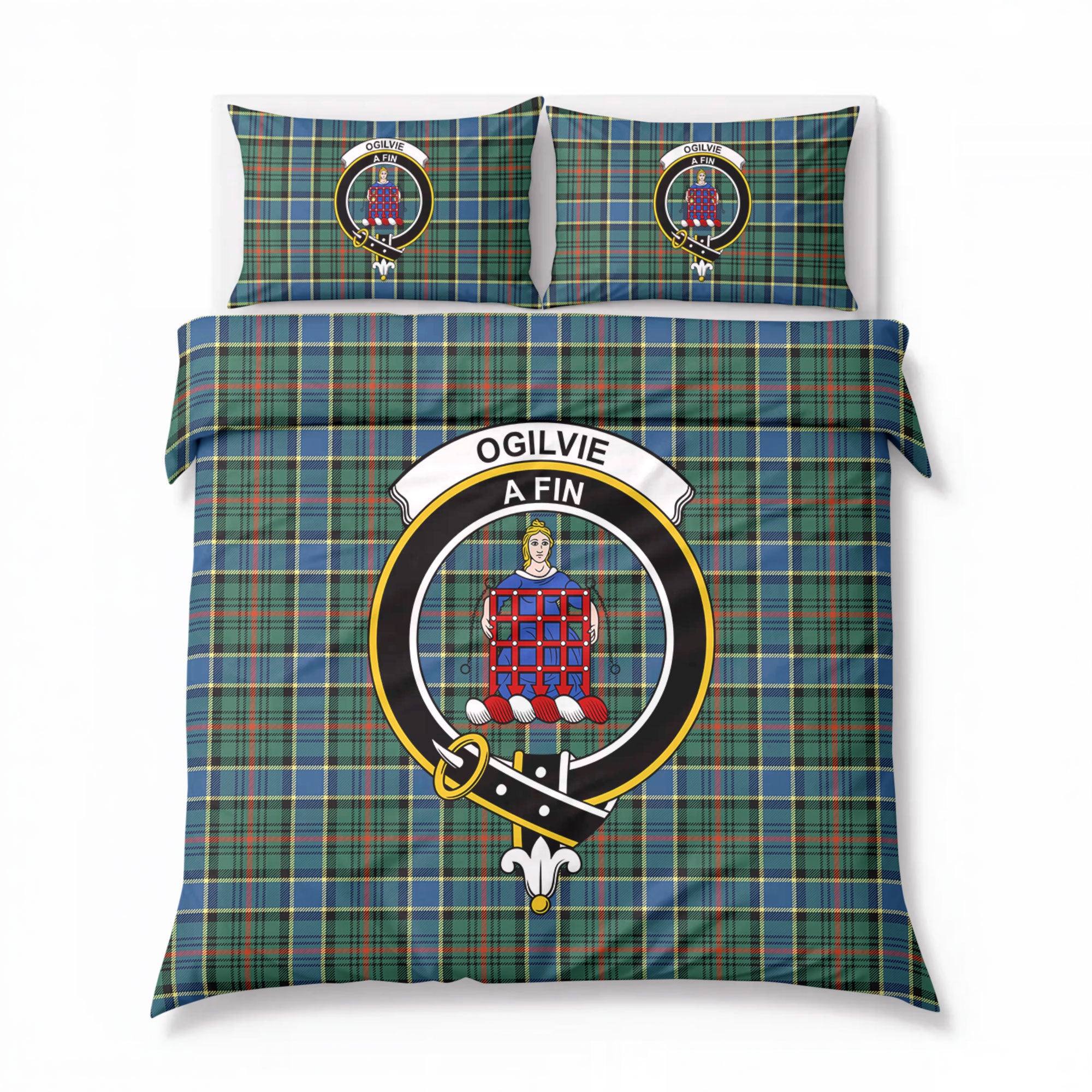 Ogilvie Hunting Ancient Tartan Crest Bedding Set
