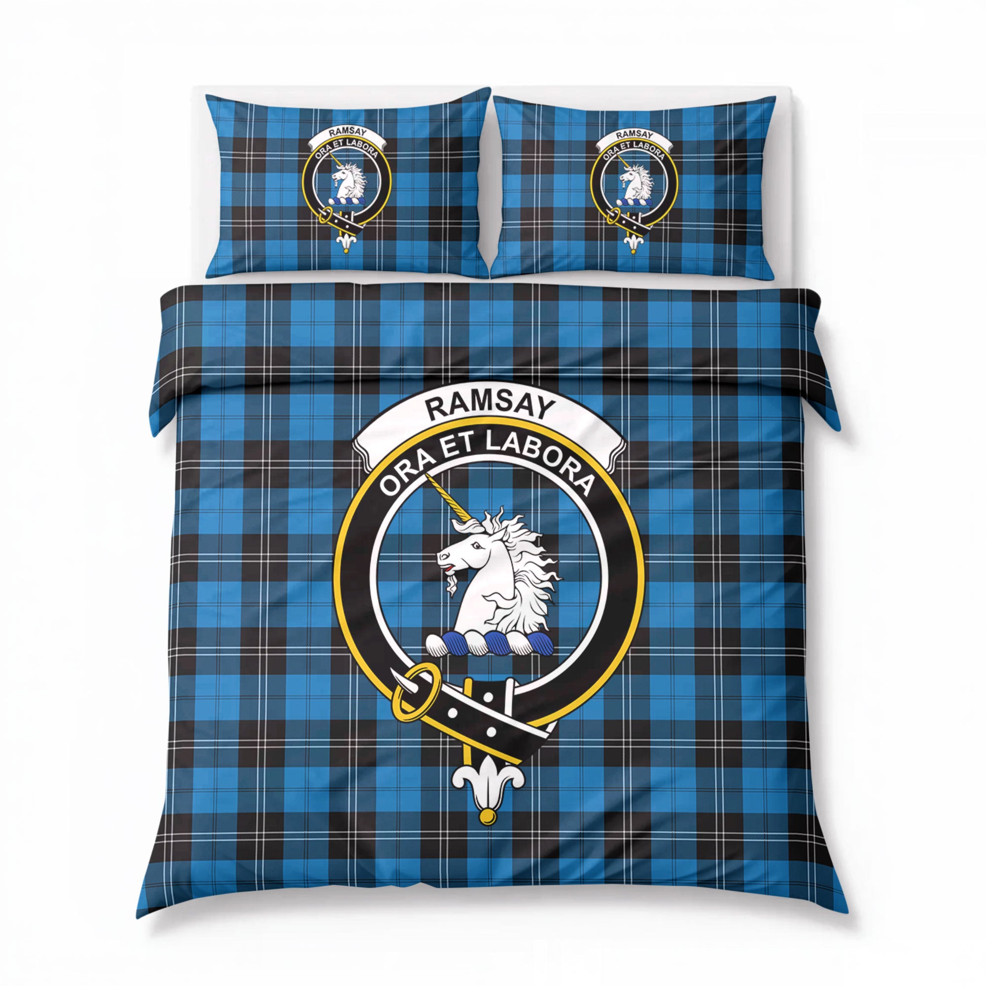 Ramsay Blue Ancient Tartan Crest Bedding Set