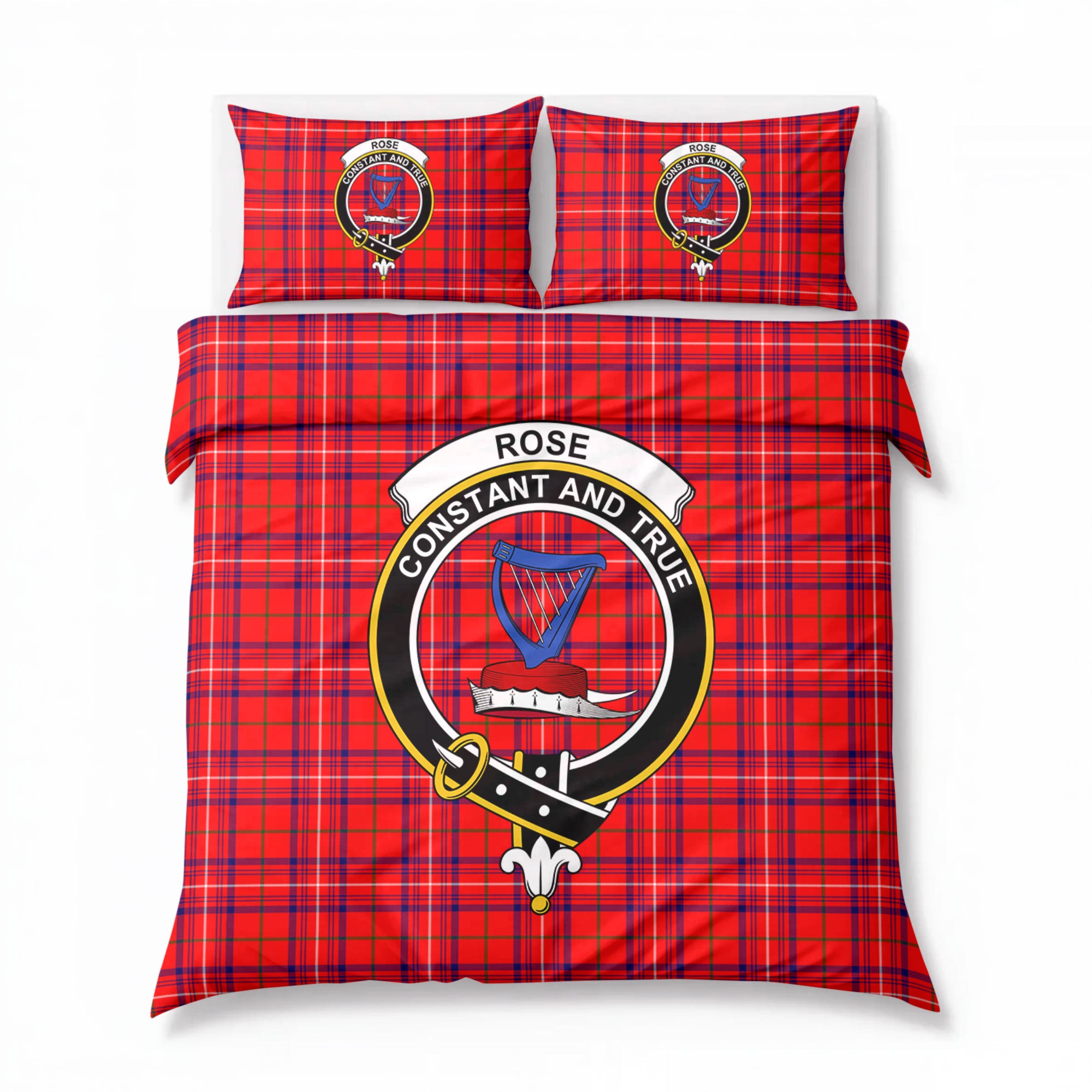 Rose Modern Tartan Crest Bedding Set