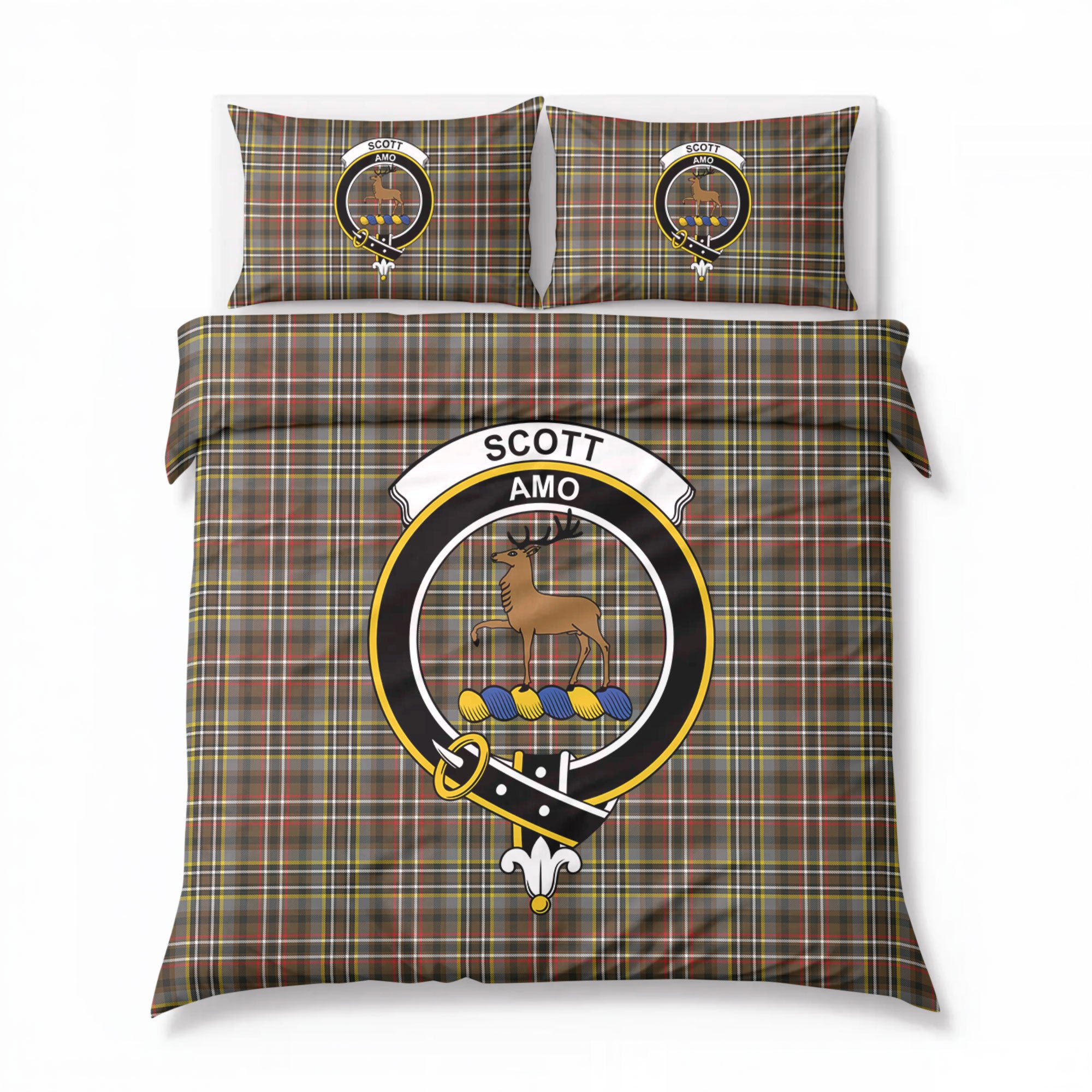 Scott Green Weathered Tartan Crest Bedding Set