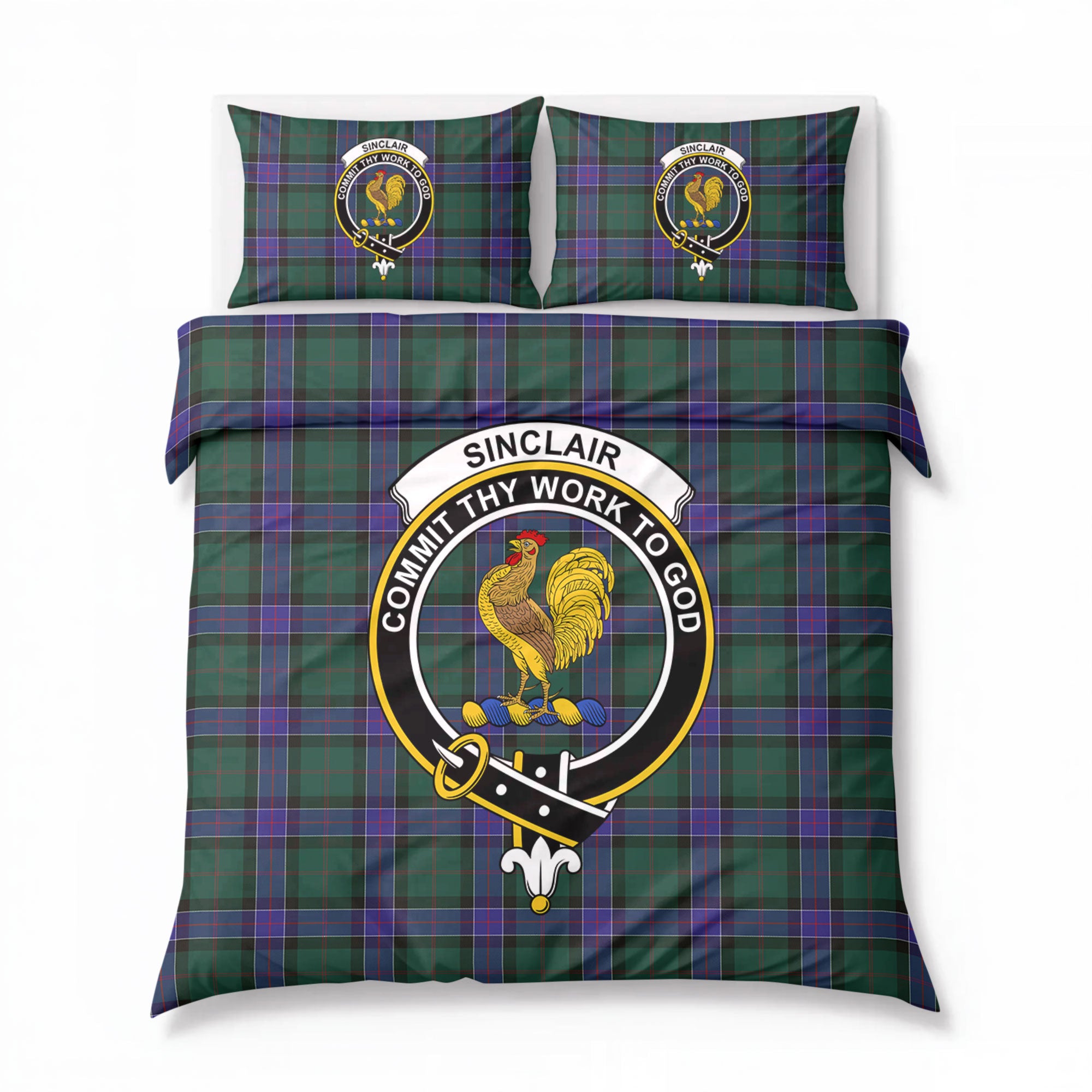 Sinclair Hunting Modern Tartan Crest Bedding Set