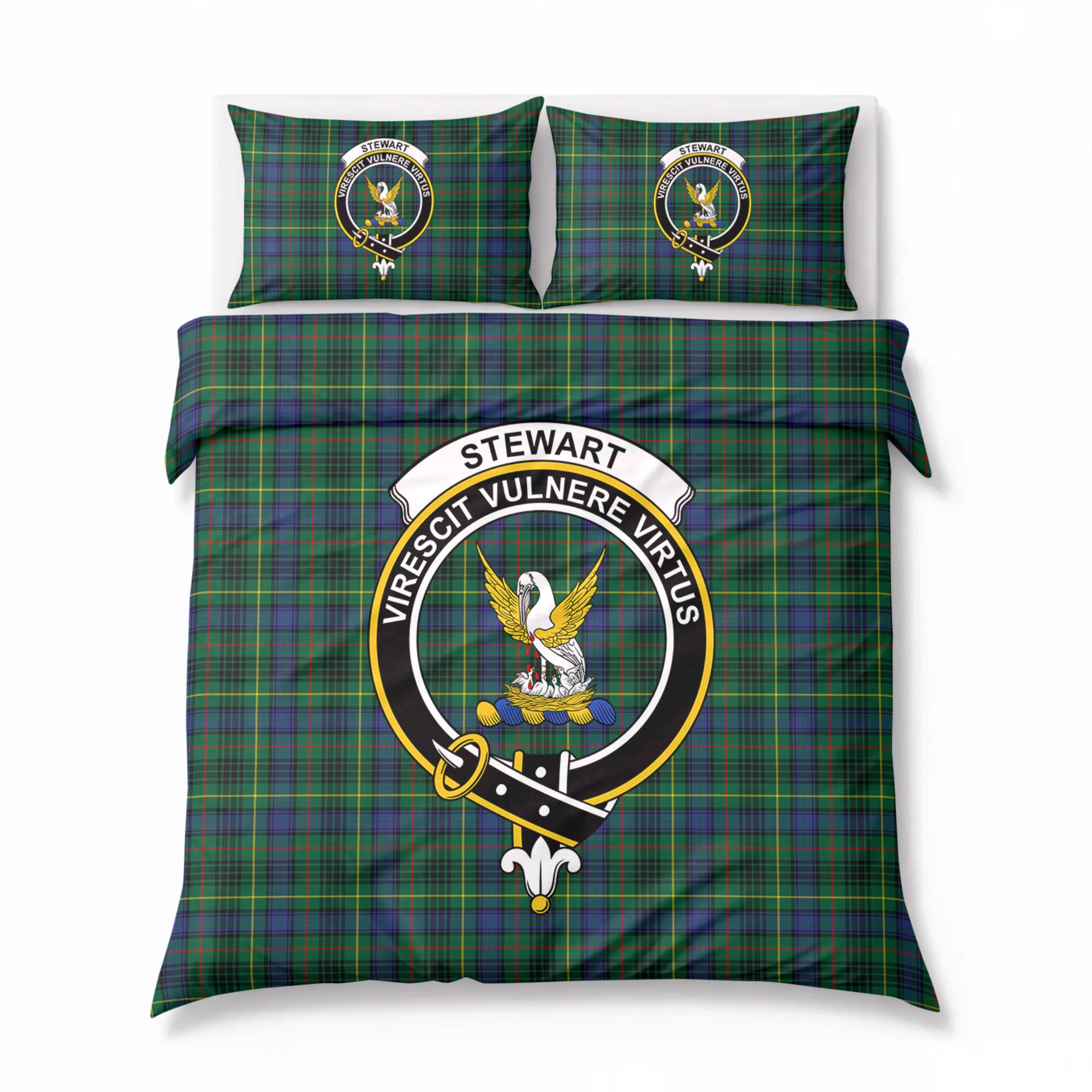 Stewart Hunting Modern Tartan Crest Bedding Set