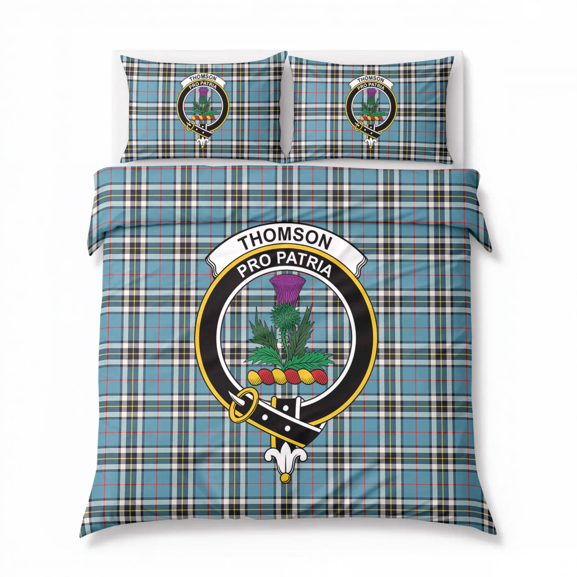 Thomson Blue Tartan Crest Bedding Set