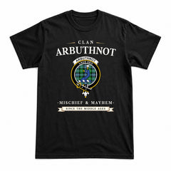 Arbuthnot Ancient Tartan Crest Mischief and Mayhem T-shirt