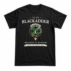 Blackadder Tartan Crest Mischief and Mayhem T-shirt