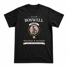 Boswell Modern Tartan Crest Mischief and Mayhem T-shirt