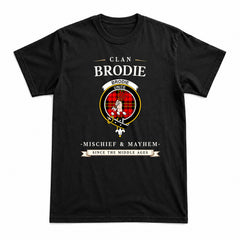 Brodie Modern Tartan Crest Mischief and Mayhem T-shirt
