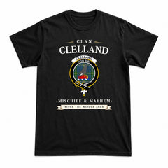 Clelland Tartan Crest Mischief and Mayhem T-shirt