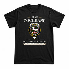 Cochrane Modern Tartan Crest Mischief and Mayhem T-shirt