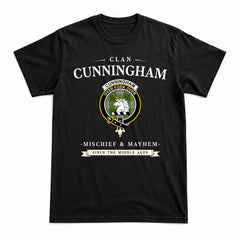 Cunningham Dress Green Dancers Tartan Crest Mischief and Mayhem T-shirt