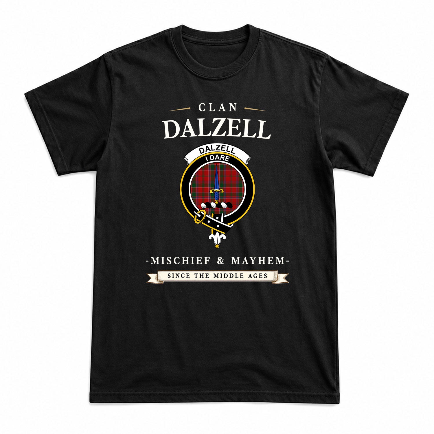 Dalzell Tartan Crest Mischief and Mayhem T-shirt
