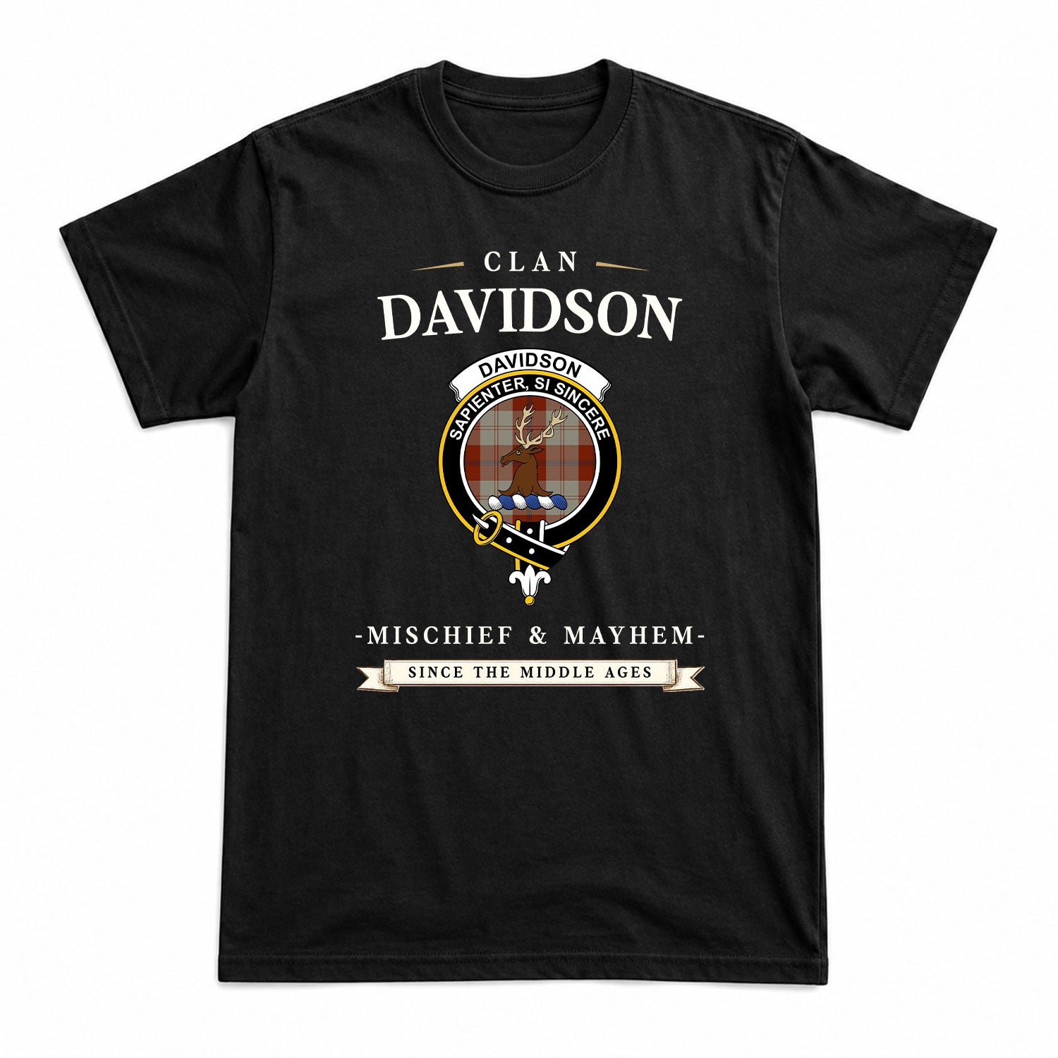 Davidson Dress Dancers Tartan Crest Mischief and Mayhem T-shirt