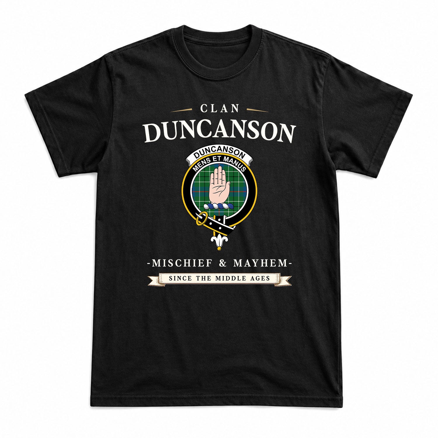 Duncanson Tartan Crest Mischief and Mayhem T-shirt