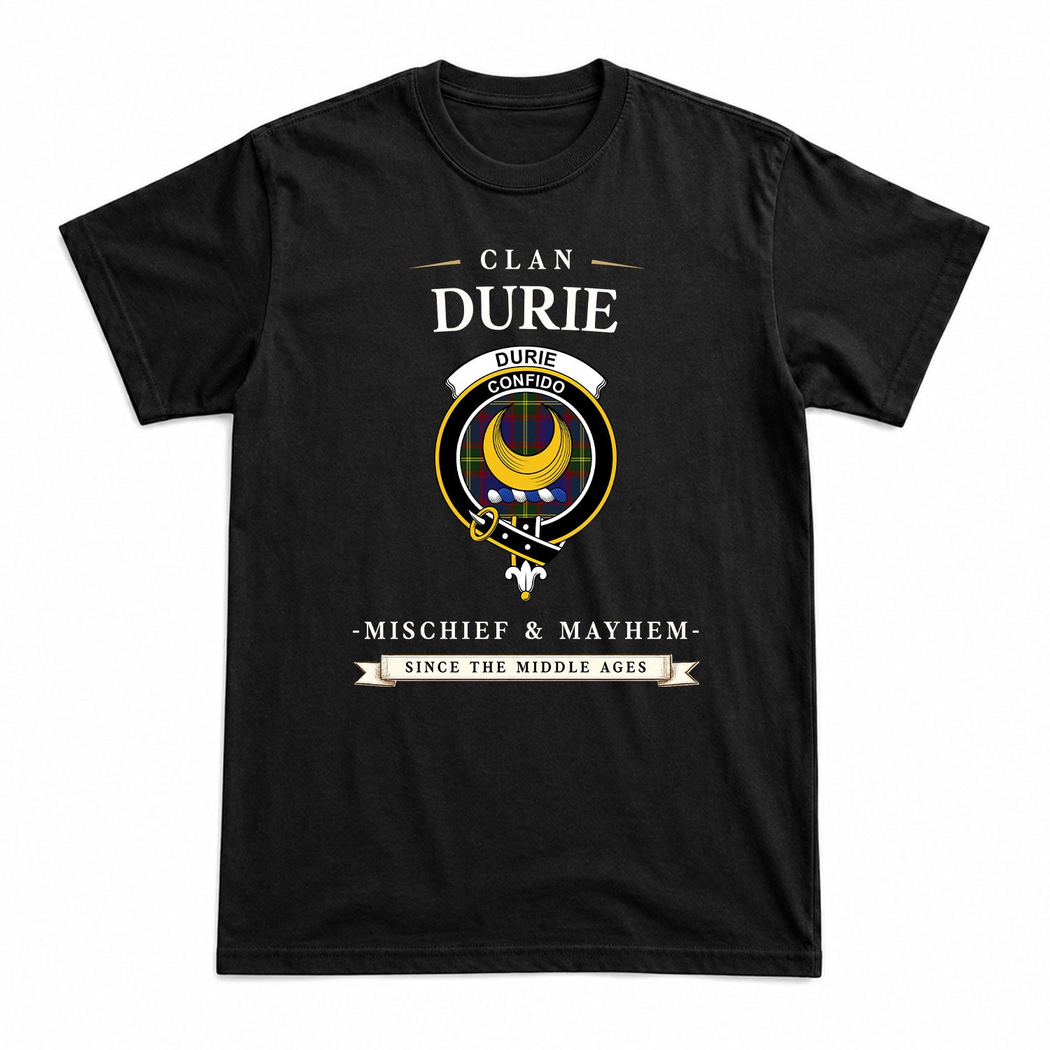 Durie Tartan Crest Mischief and Mayhem T-shirt