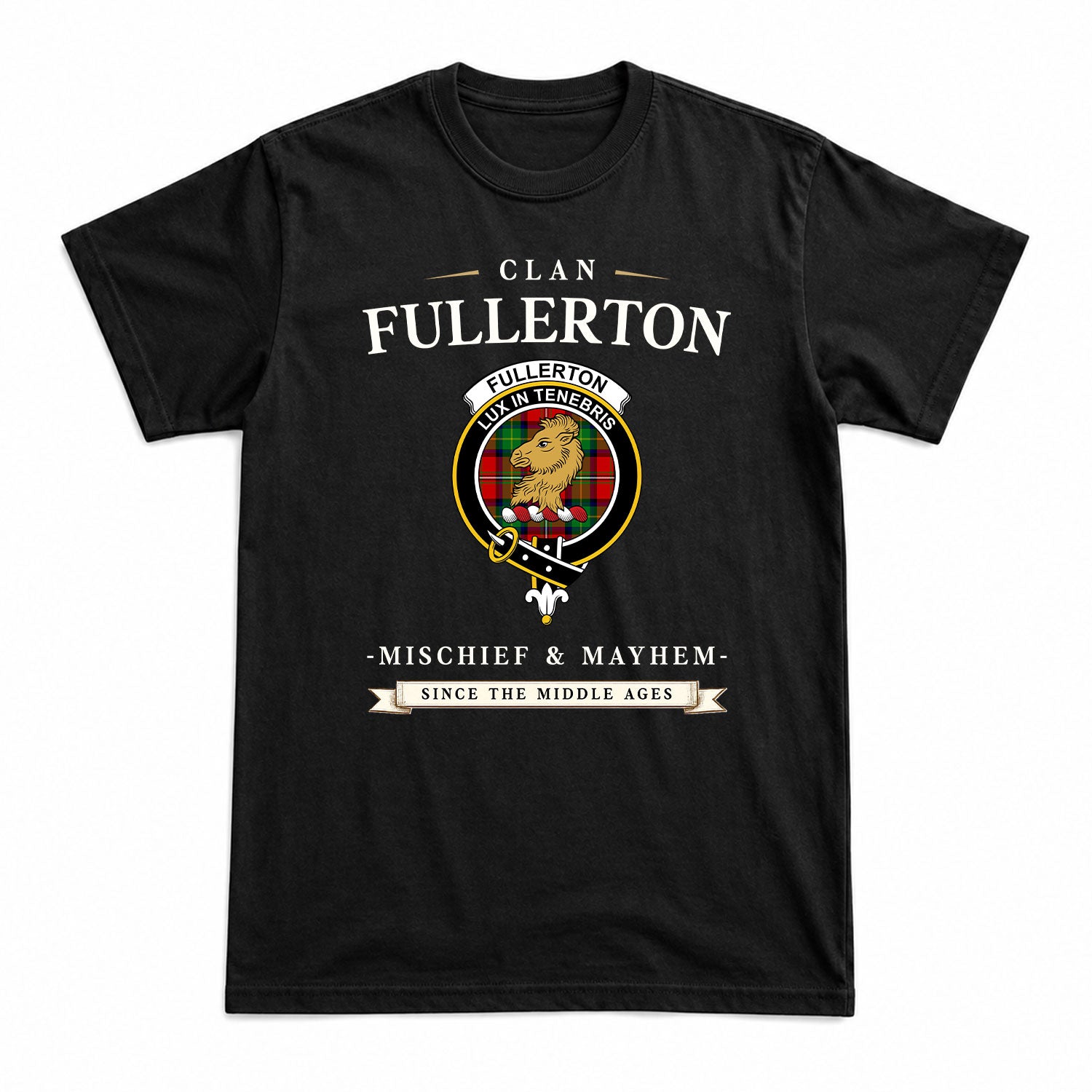 Fullerton Tartan Crest Mischief and Mayhem T-shirt