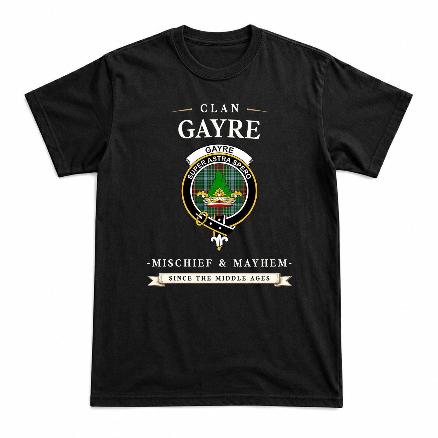 Gayre Tartan Crest Mischief and Mayhem T-shirt