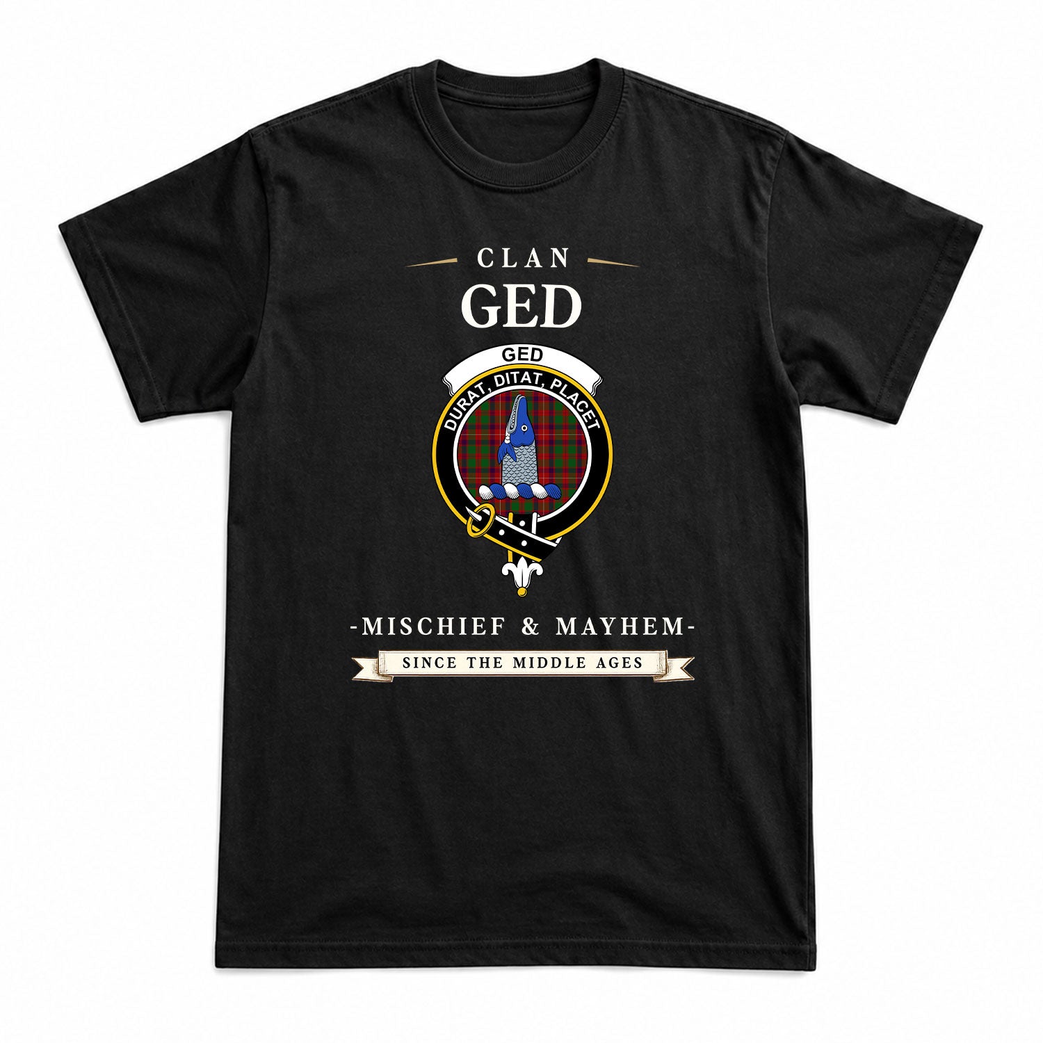 Ged Tartan Crest Mischief and Mayhem T-shirt