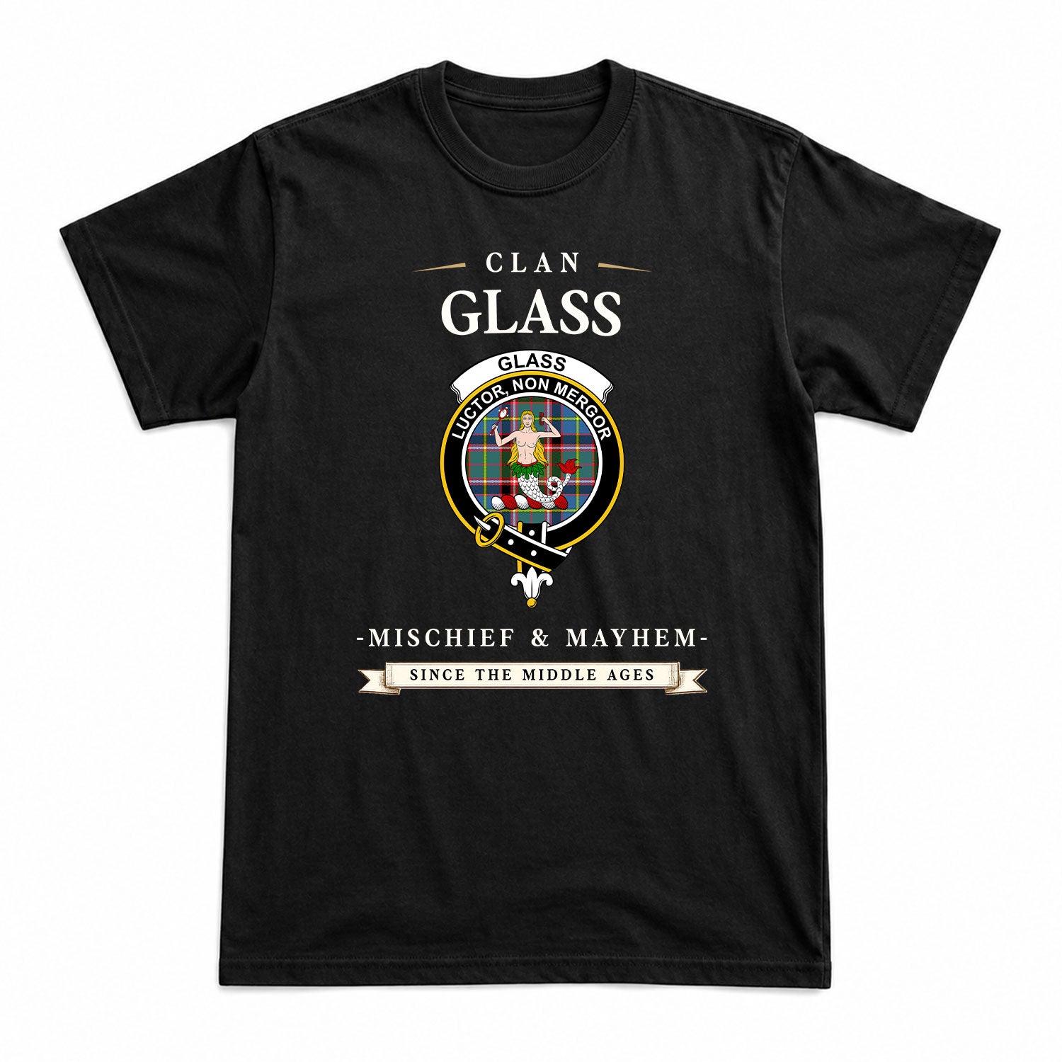 Glass Tartan Crest Mischief and Mayhem T-shirt