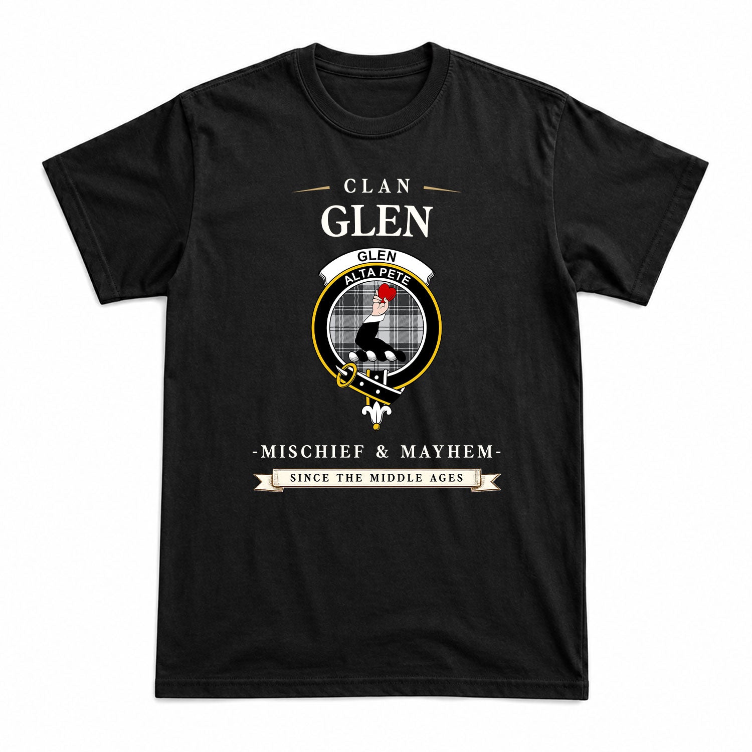 Glen Tartan Crest Mischief and Mayhem T-shirt