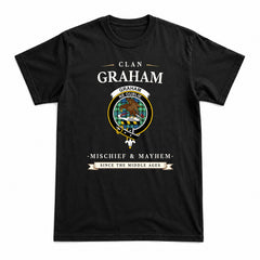Graham of Montrose Ancient Tartan Crest Mischief and Mayhem T-shirt