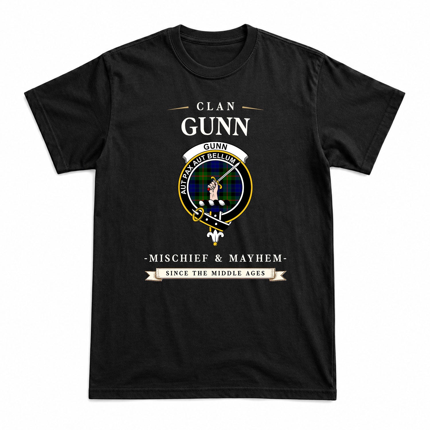 Gunn Modern Tartan Crest Mischief and Mayhem T-shirt